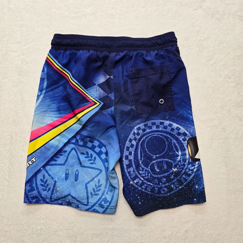 Nintendo Mario Kart Swim Trunks Mario‎ Luigi Graphic Blue Boys M